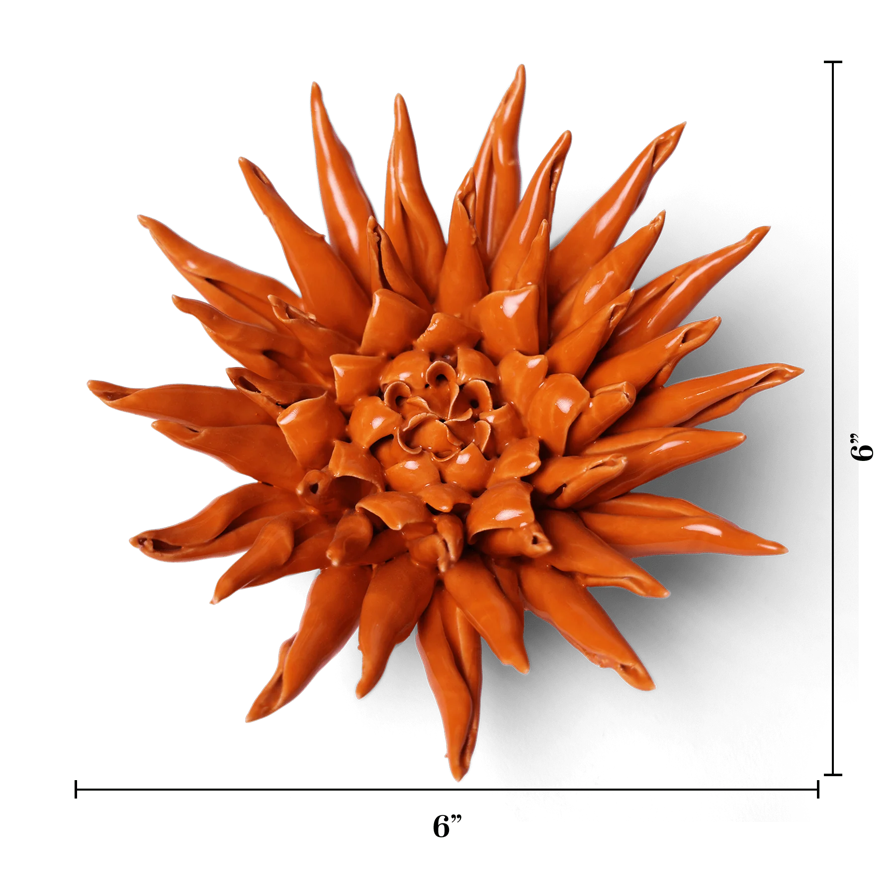 Ceramic Flower Large Orange 12 - Image 3