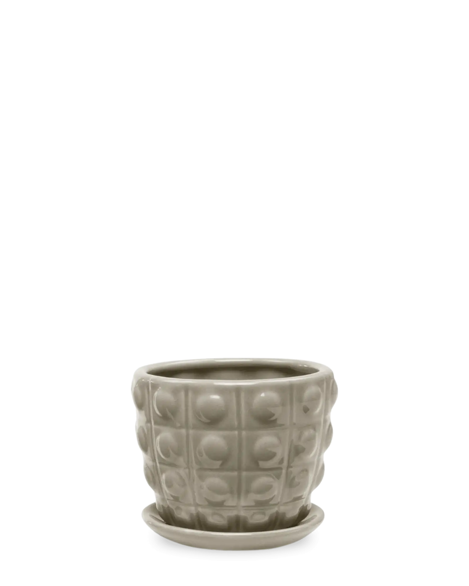 Convex Ceramic Pot With Drainage Hole And Saucer - Image 14