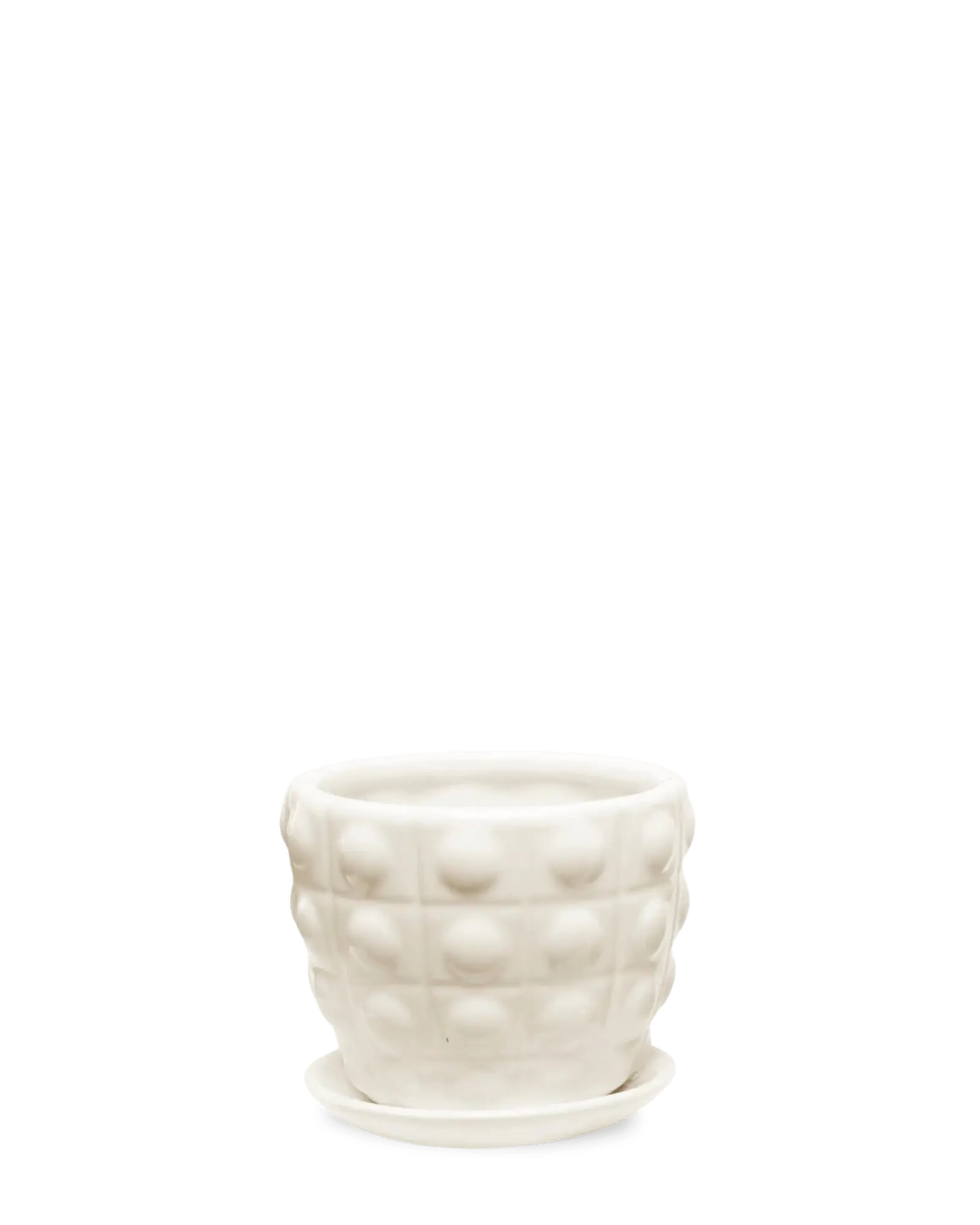 Convex Ceramic Pot With Drainage Hole And Saucer - Image 19