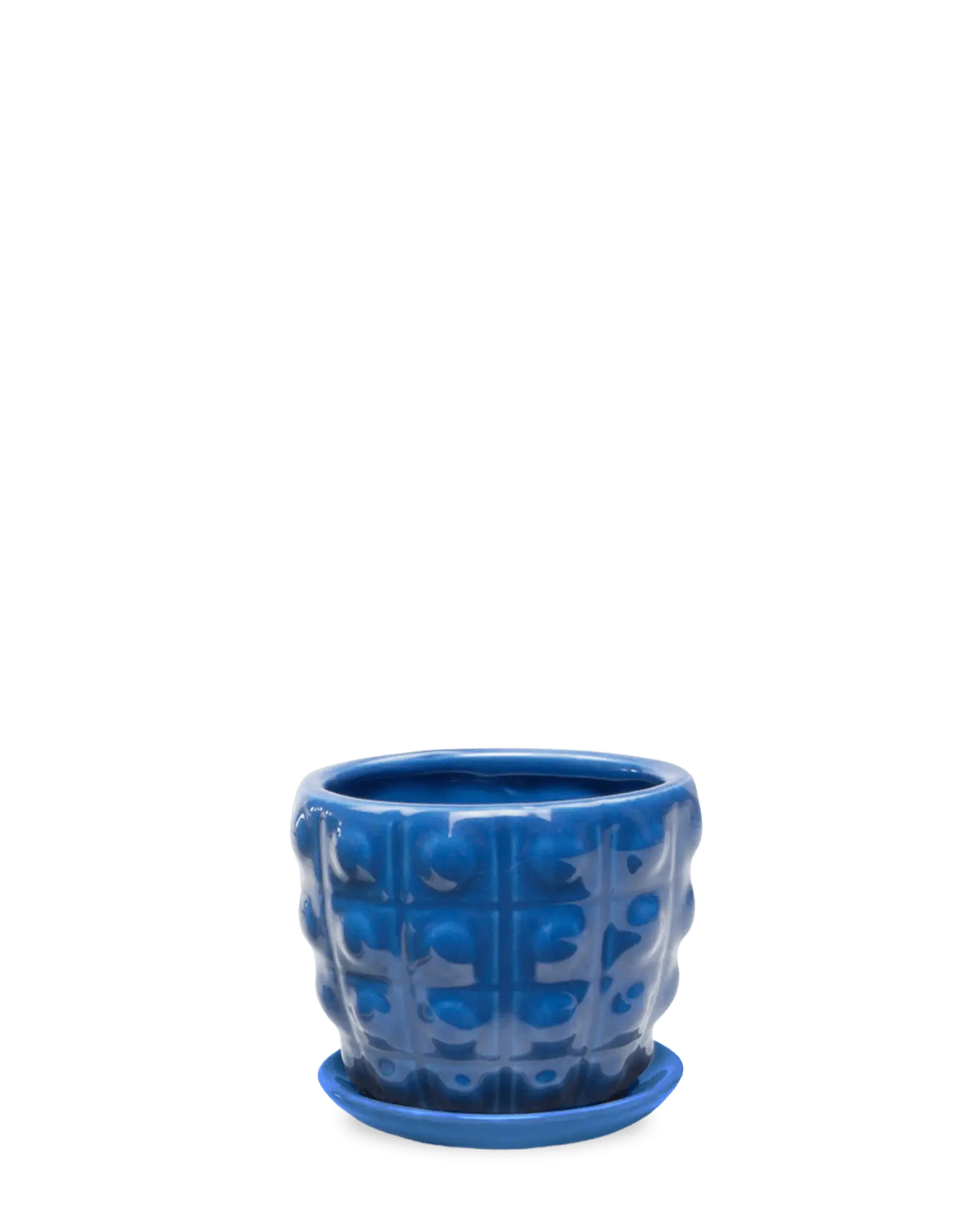 Convex Ceramic Pot With Drainage Hole And Saucer - Image 4