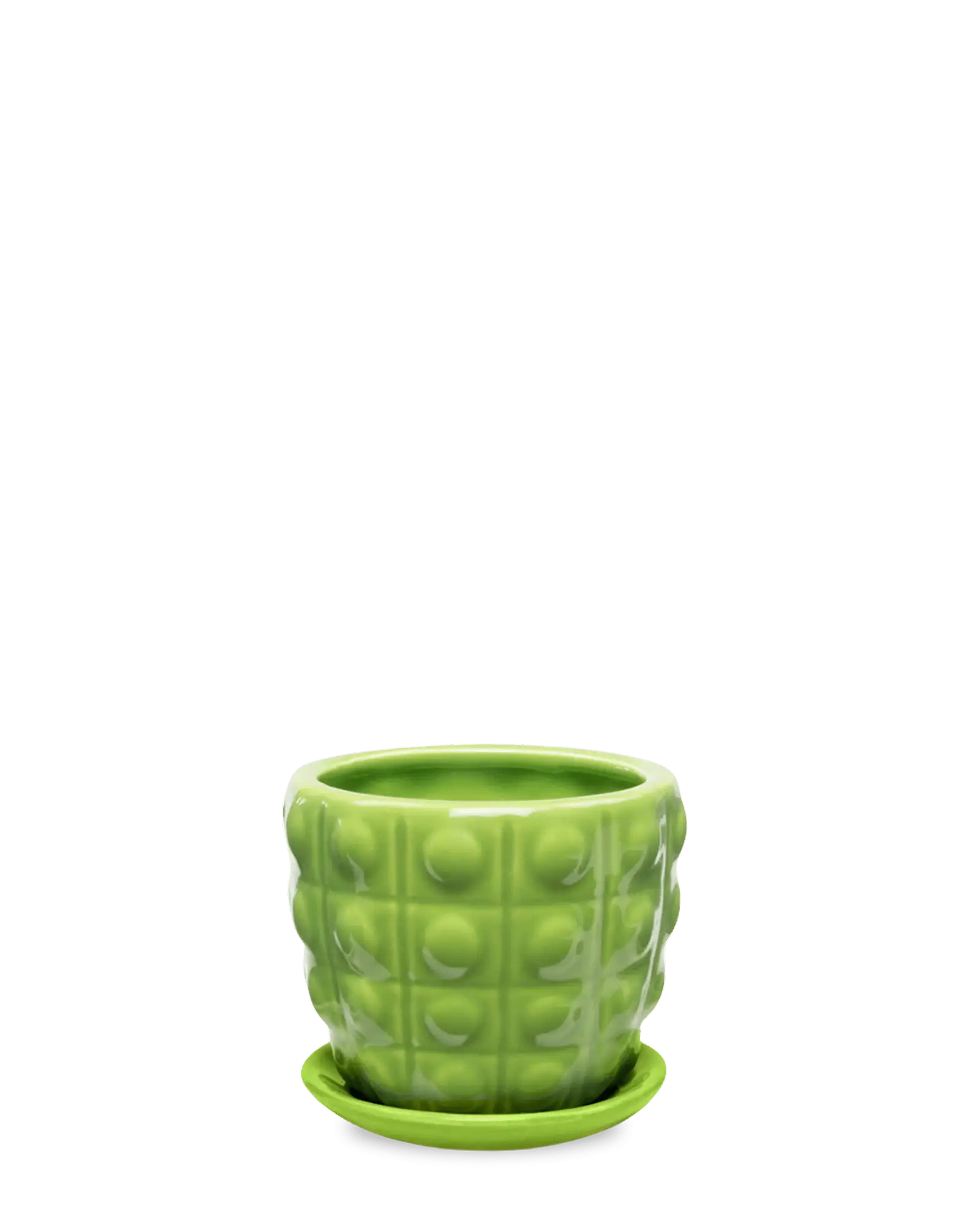 Convex Ceramic Pot With Drainage Hole And Saucer - Image 9