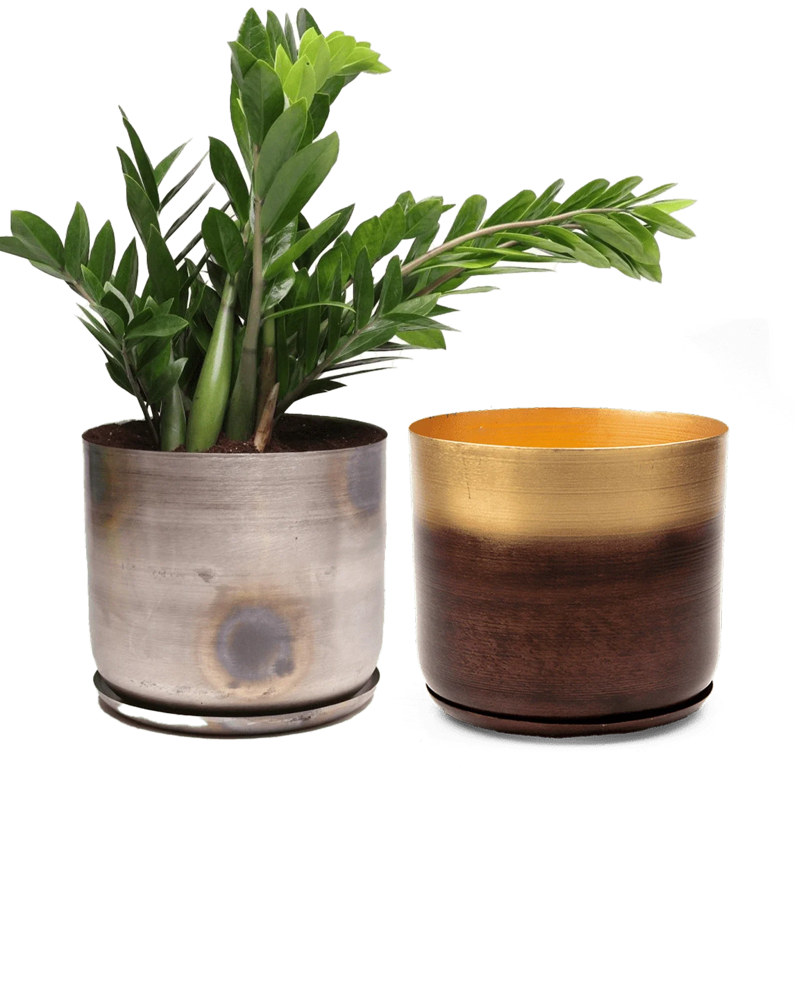 Joe Large Metal Pot With Drainage Hole, Silver - Image 4