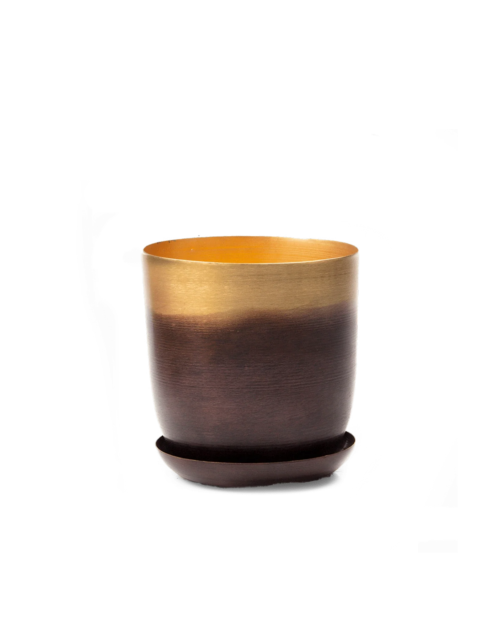 Joe Large Metal Pot With Drainage Hole, Mahogany & Gold - Image 2