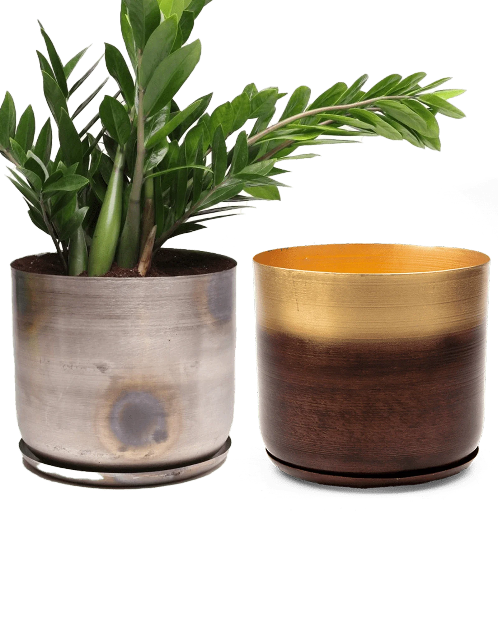Joe Large Metal Pot With Drainage Hole, Mahogany & Gold - Image 5