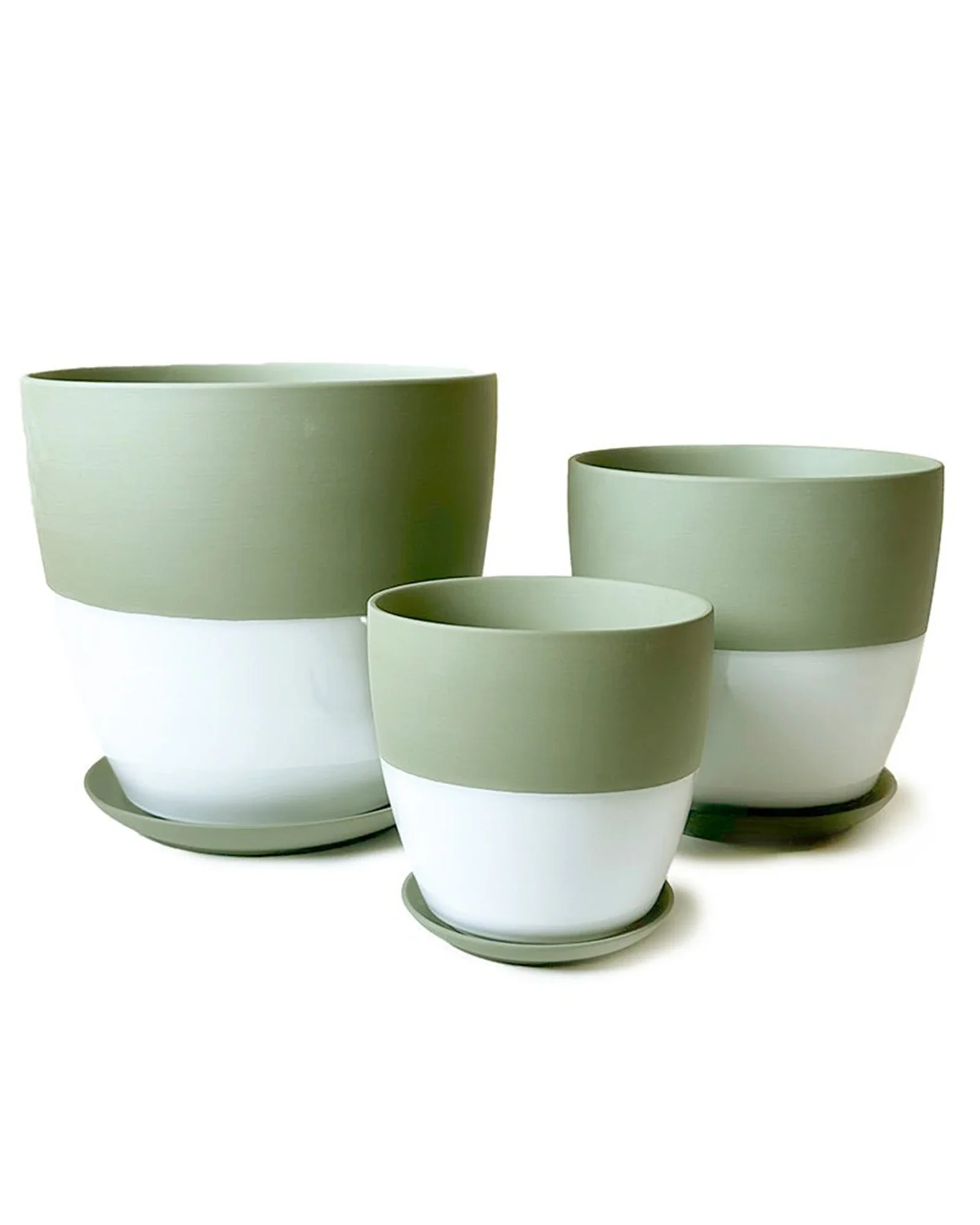 Dyad Large Porcelain Plant Pot, Olive - Image 3