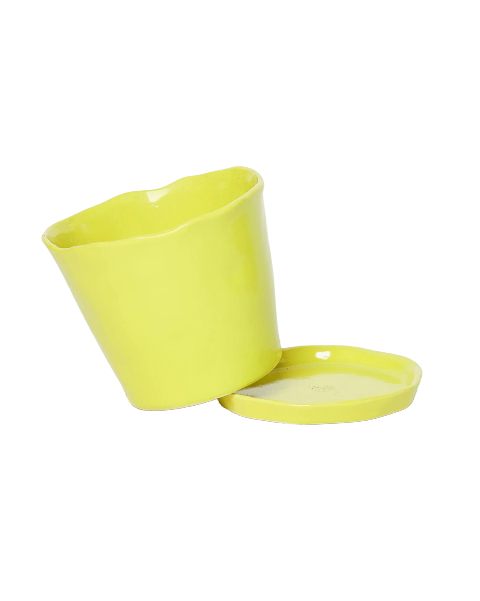 Tika Large Ceramic Plant Pot with Drainage Hole and Saucer, Green Sheen - Image 3