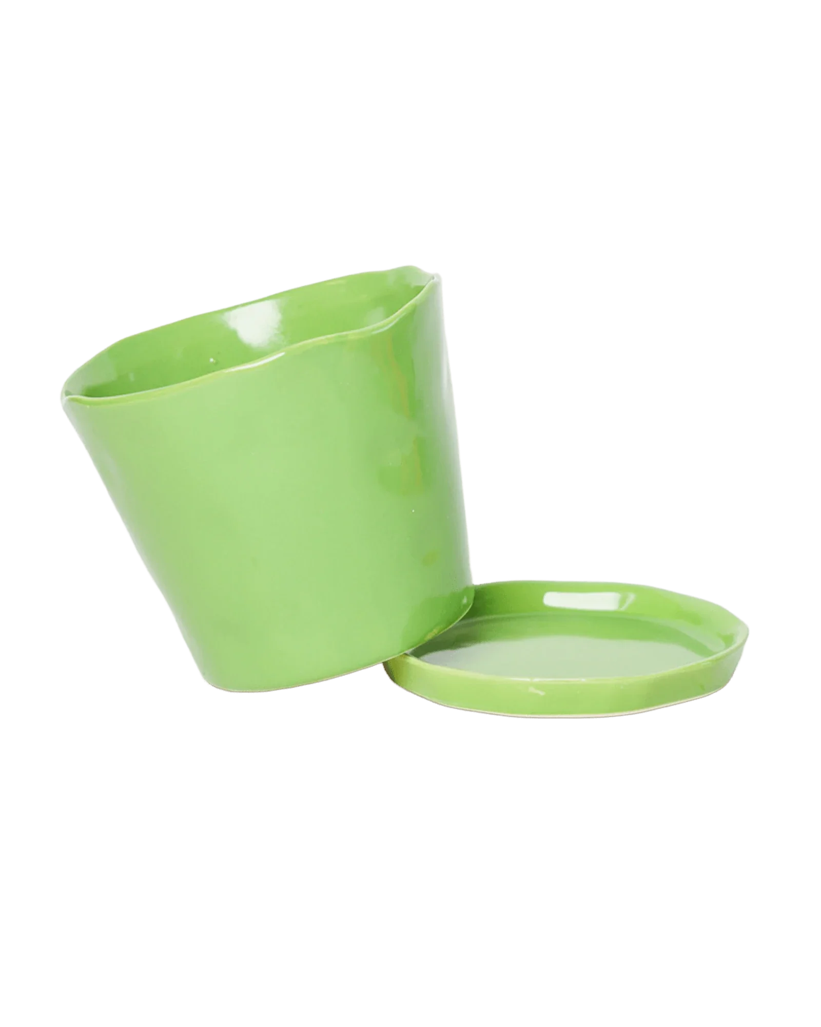 Tika Large Ceramic Plant Pot with Drainage Hole and Saucer, Greenery - Image 3