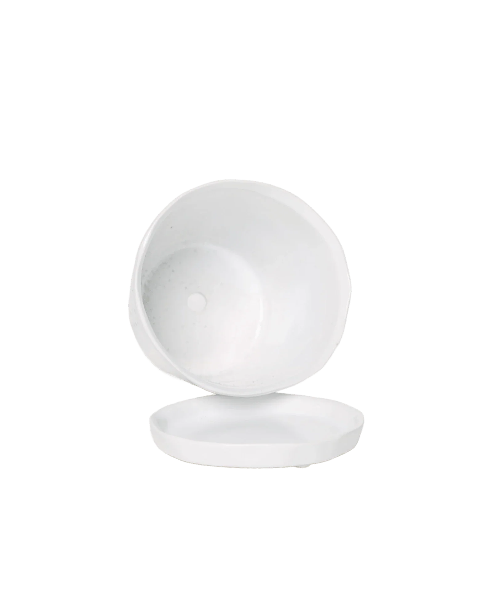 Tika Large Ceramic Plant Pot with Drainage Hole and Saucer, White - Image 4