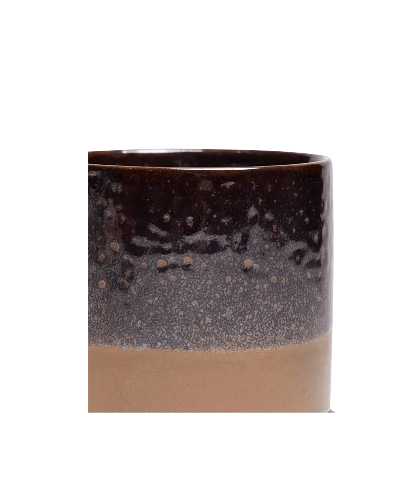 Minute Medium Ceramic Pot with Drainage Hole and Saucer, Bronze Speckles - Image 3