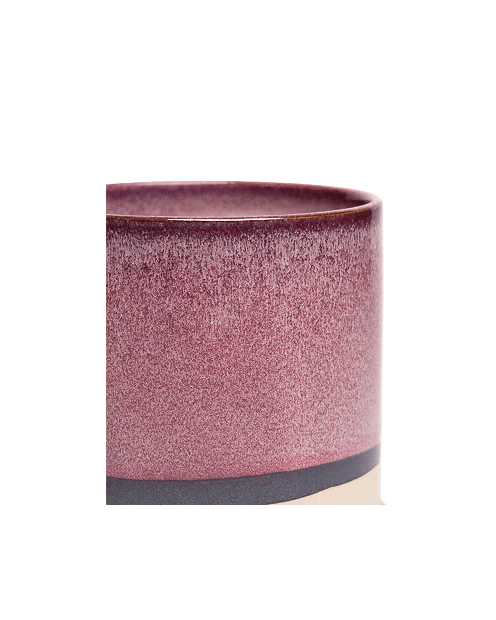 Minute Medium Ceramic Pot with Drainage Hole and Saucer, Burgundy - Image 4