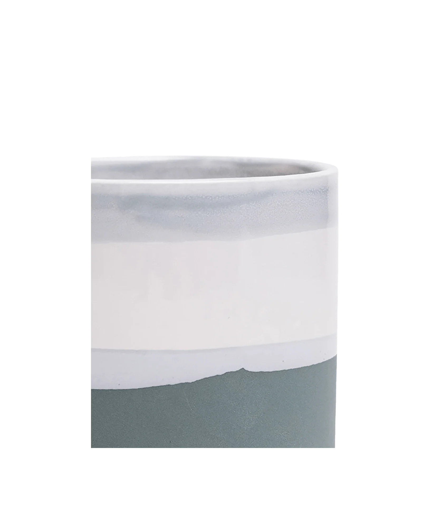 Minute Medium Ceramic Pot with Drainage Hole and Saucer, Matte Green - Image 3