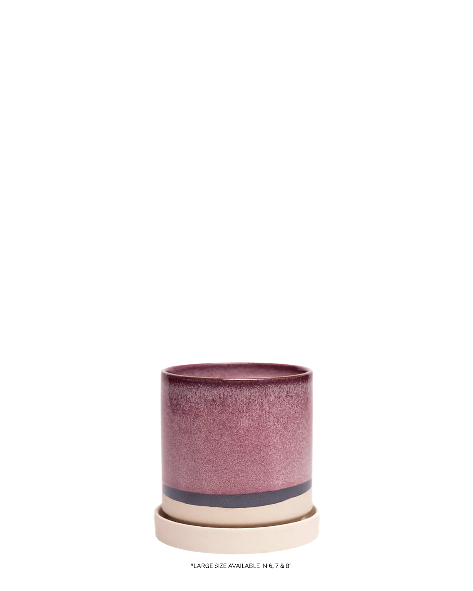 Minute Large Ceramic Pot with Drainage Hole and Saucer, Burgundy - Image 8