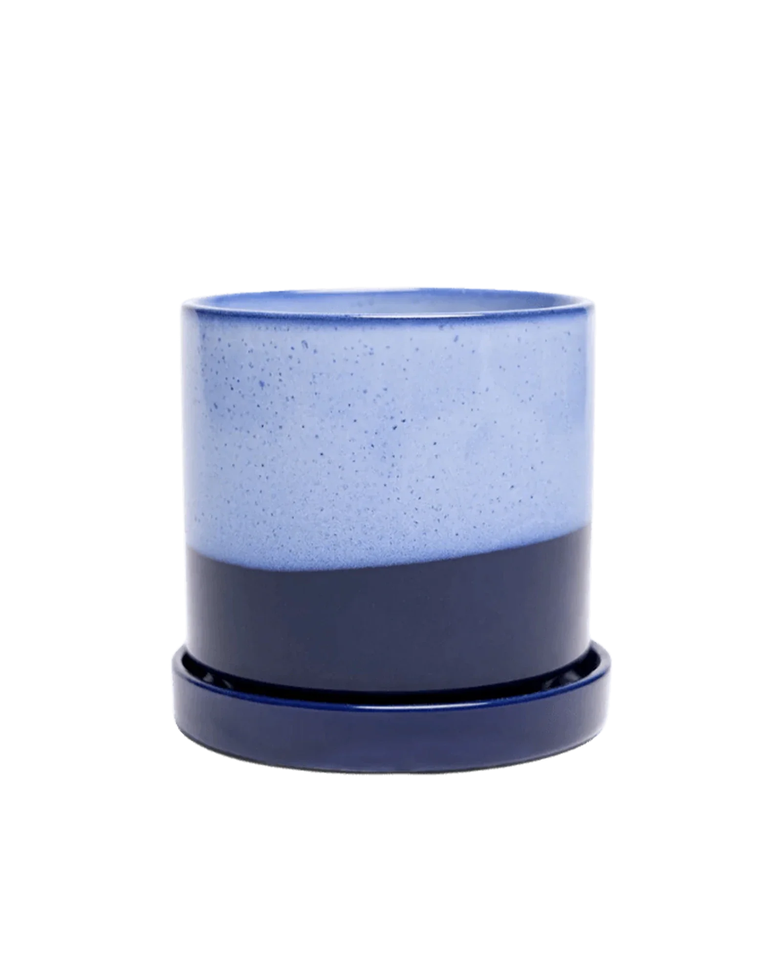 Minute Large Ceramic Pot with Drainage Hole and Saucer, Cobalt Blue - Image 2