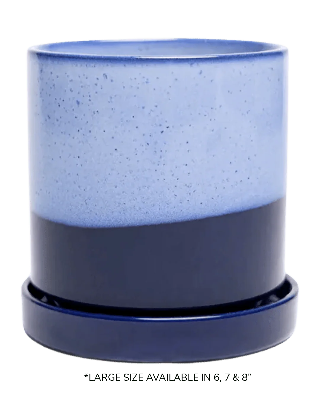 Minute Large Ceramic Pot with Drainage Hole and Saucer, Cobalt Blue - Image 6