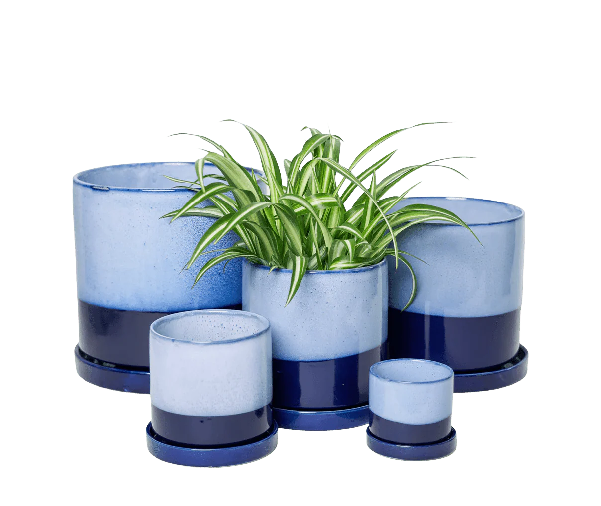 Minute Large Ceramic Pot with Drainage Hole and Saucer, Cobalt Blue - Image 7