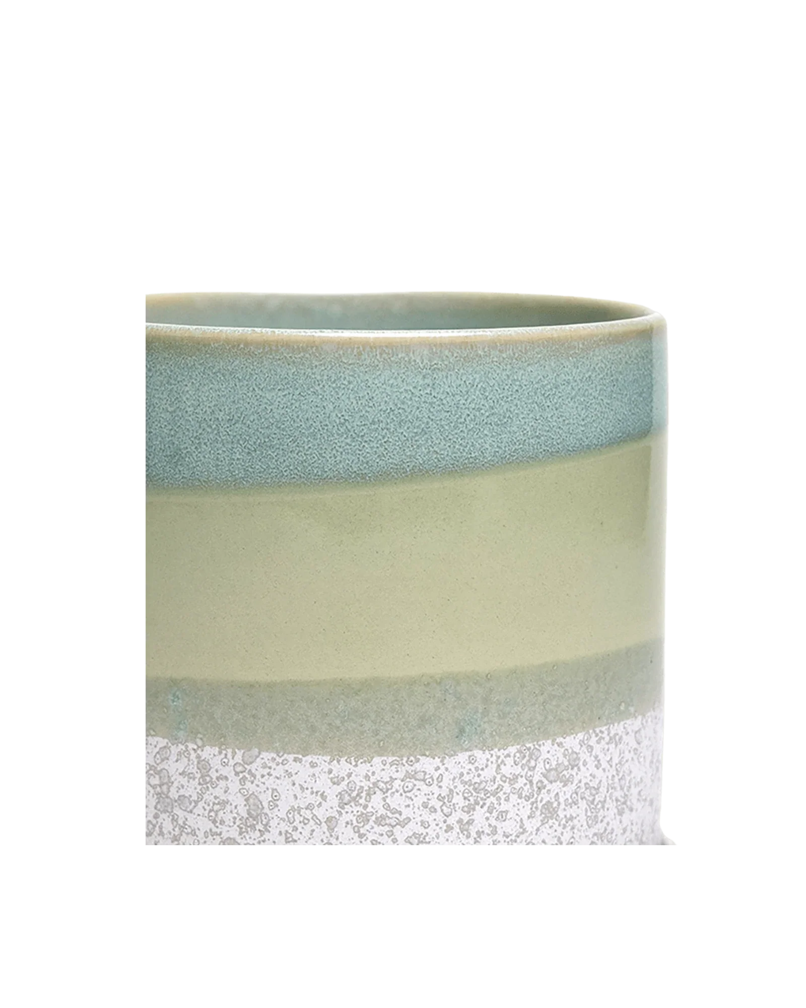 Minute Large Ceramic Pot with Drainage Hole and Saucer, Green Cement - Image 4