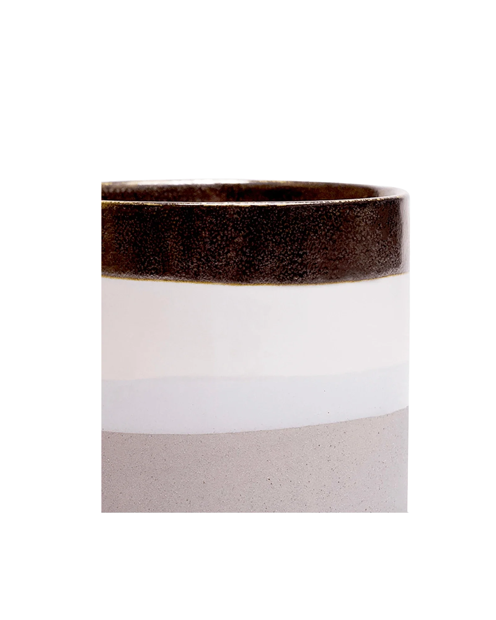 Minute Medium Ceramic Pot with Drainage Hole and Saucer, Mocha Cement - Image 3