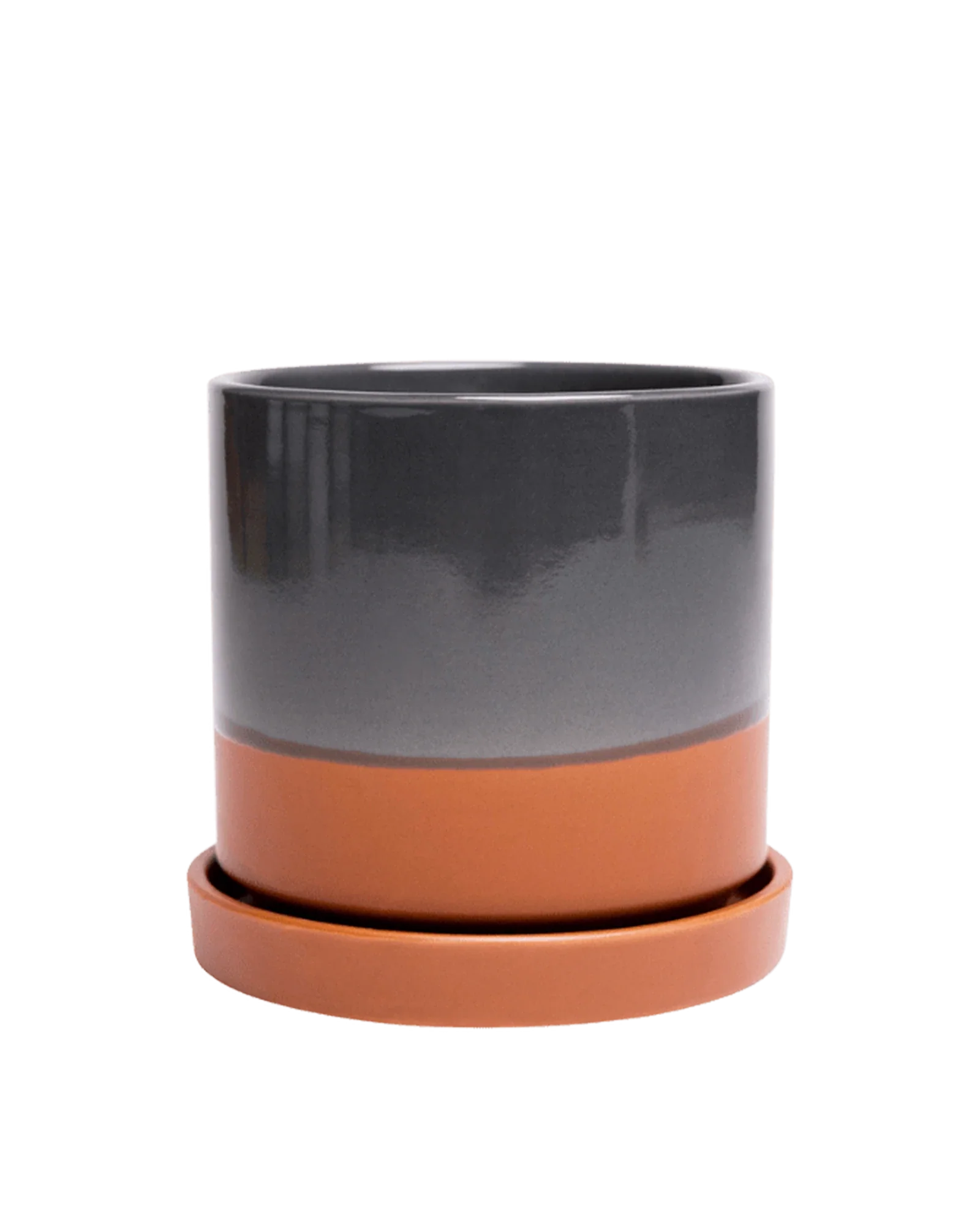Minute Medium Ceramic Pot with Drainage Hole and Saucer, Terracotta - Image 2