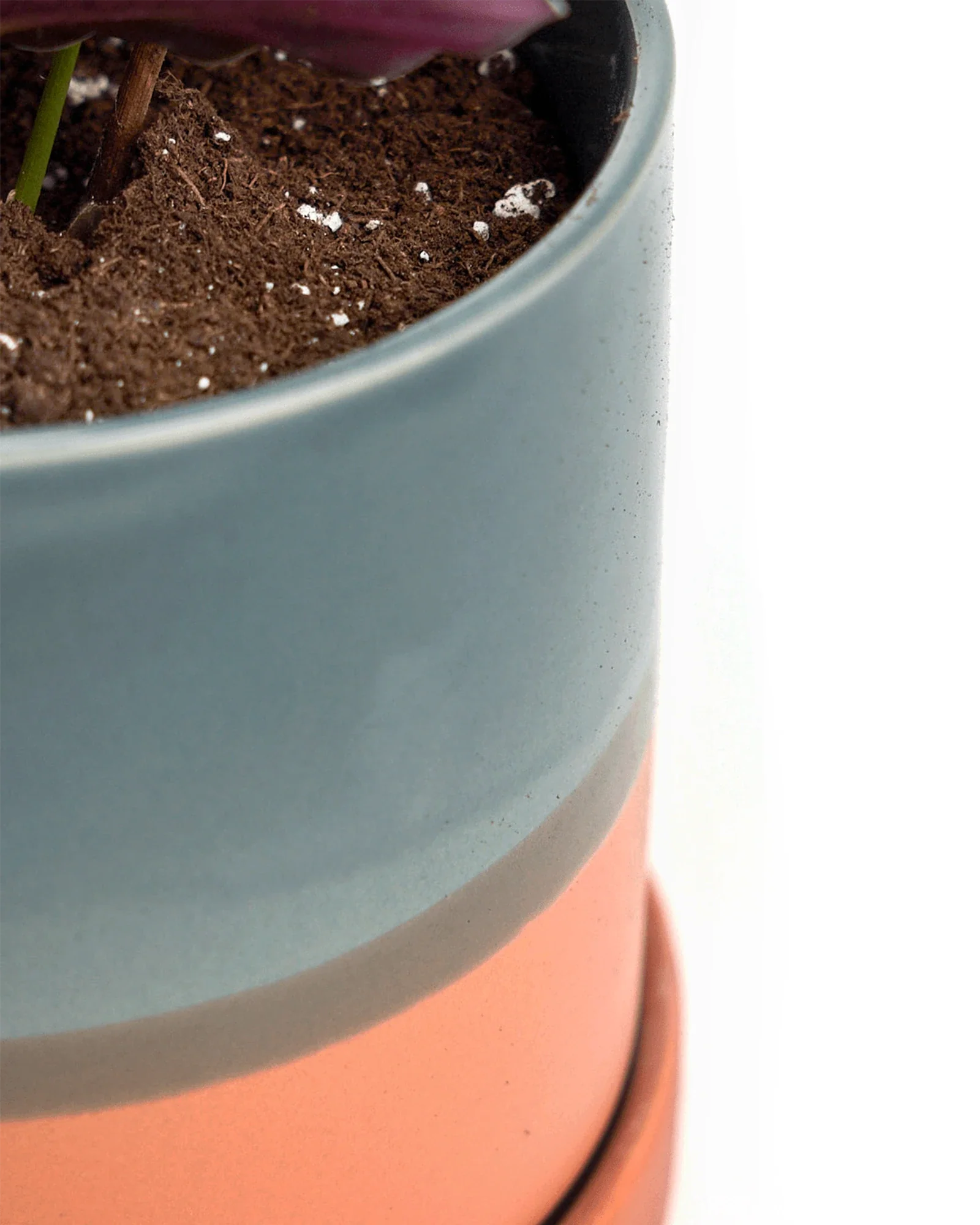 Minute Medium Ceramic Pot with Drainage Hole and Saucer, Terracotta - Image 3