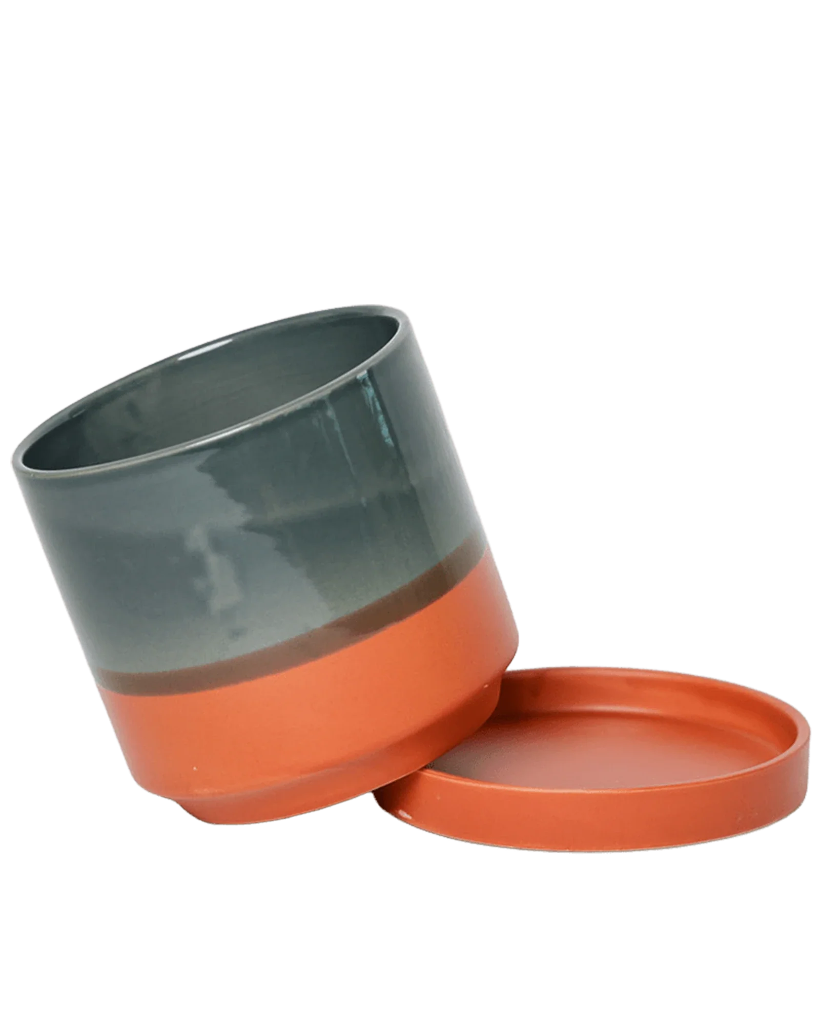 Minute Medium Ceramic Pot with Drainage Hole and Saucer, Terracotta - Image 4