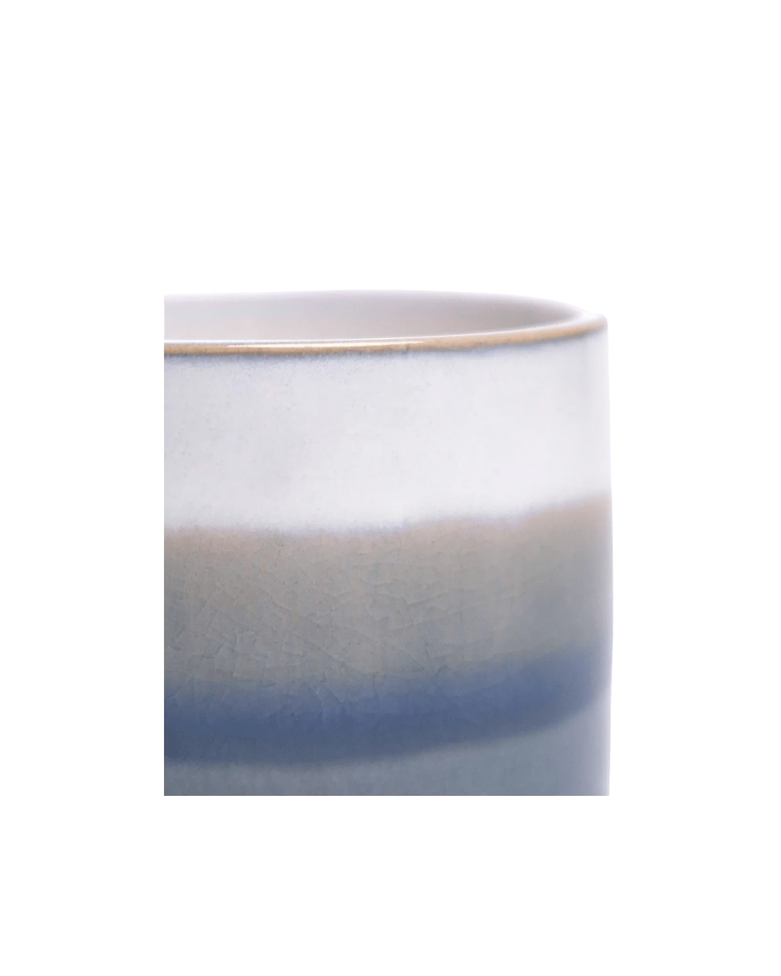 Minute Small Ceramic Pot with Drainage Hole and Saucer, Blue Layers - Image 3