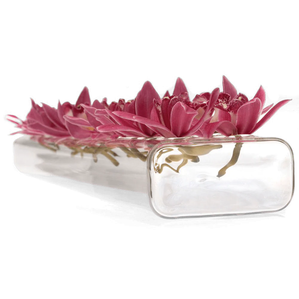 Rectangle Flute Glass Modern Clear Flower Vase - Image 3