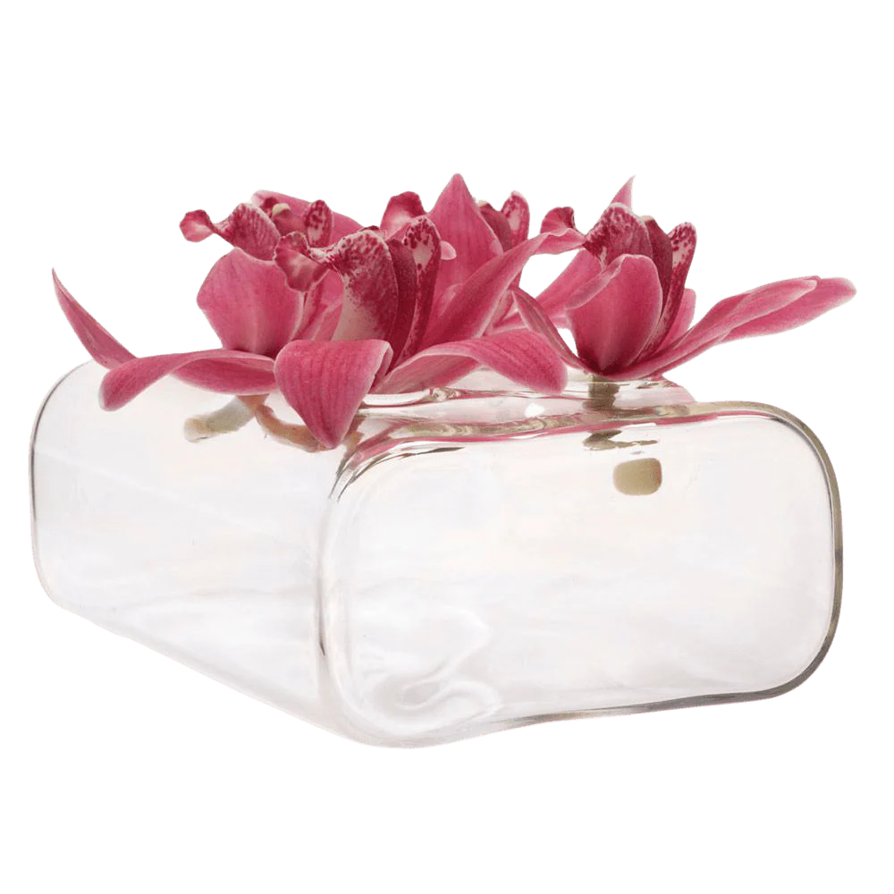 Rectangle Flute Glass Modern Clear Flower Vase - Image 4