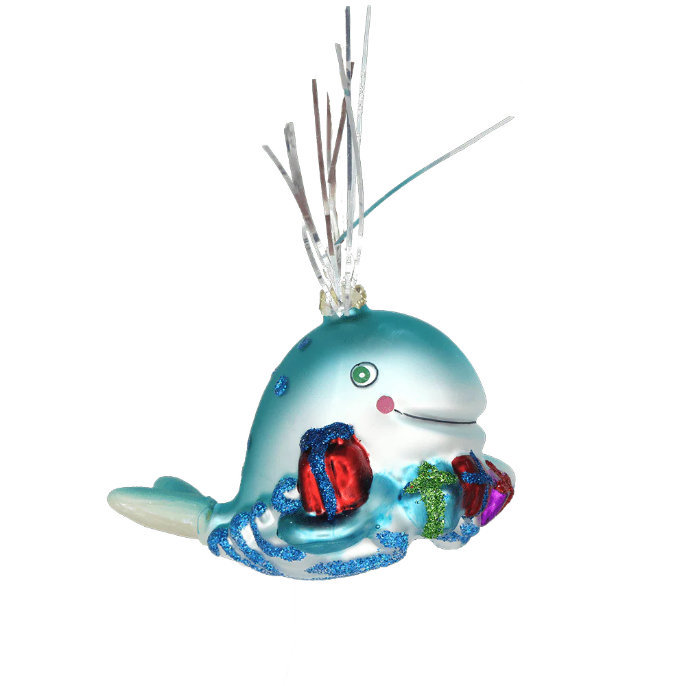 Whale with Presents Ornament